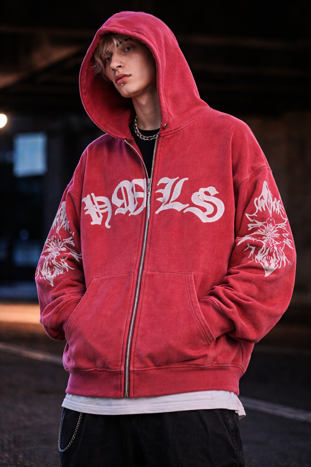 Street Retro Clothing Flame Print Oversized Sweatshirt